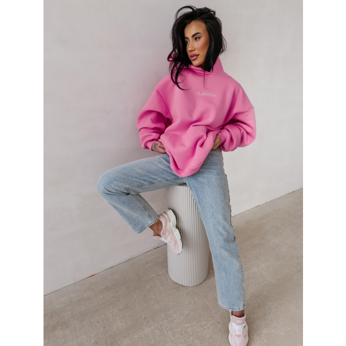 BLUZA DAMSKA BAWEŁNIANA OVERSIZE OLAVOGA MILEA PINK