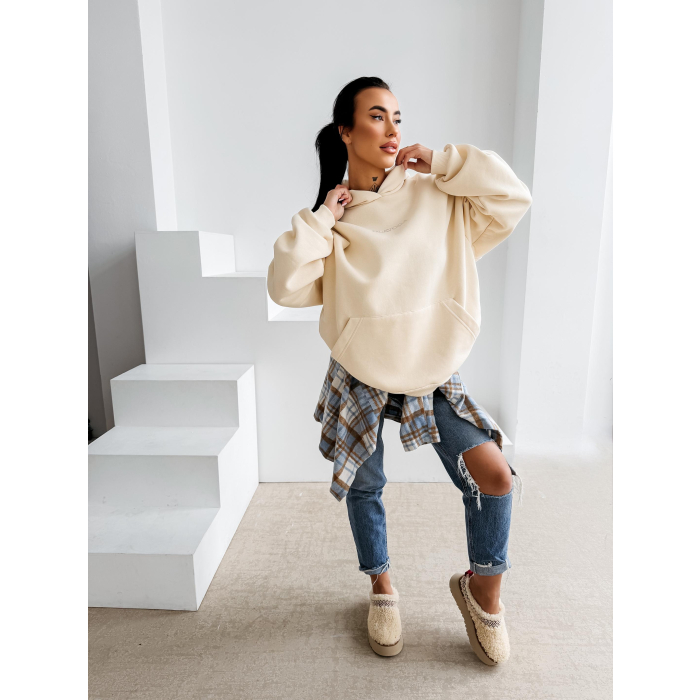 BLUZA DAMSKA BAWEŁNIANA OVERSIZE OLAVOGA MILEA COCONUT