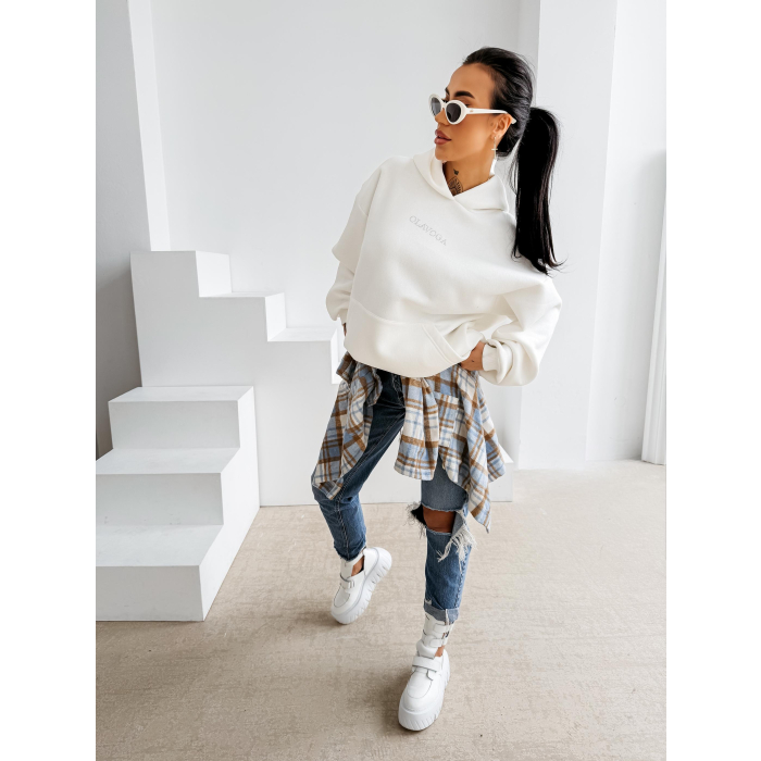 BLUZA DAMSKA BAWEŁNIANA OVERSIZE OLAVOGA MILEA ECRU