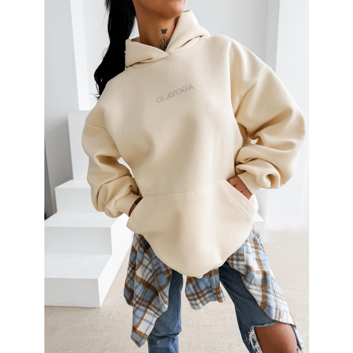 BLUZA DAMSKA BAWEŁNIANA OVERSIZE OLAVOGA MILEA COCONUT