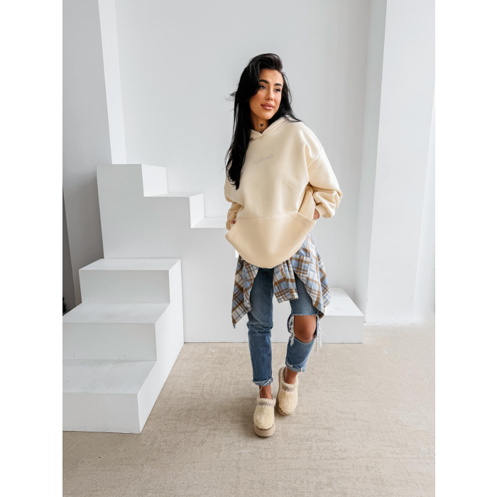 BLUZA DAMSKA BAWEŁNIANA OVERSIZE OLAVOGA MILEA COCONUT