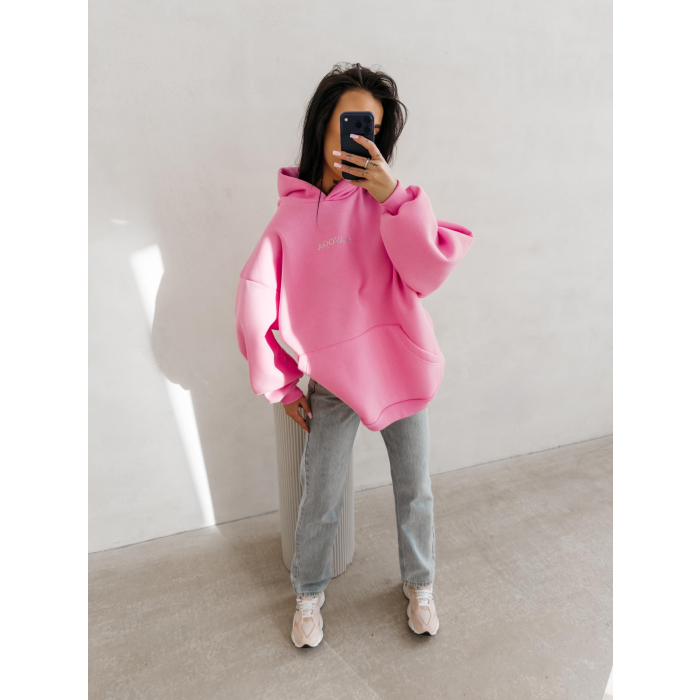 BLUZA DAMSKA BAWEŁNIANA OVERSIZE OLAVOGA MILEA PINK