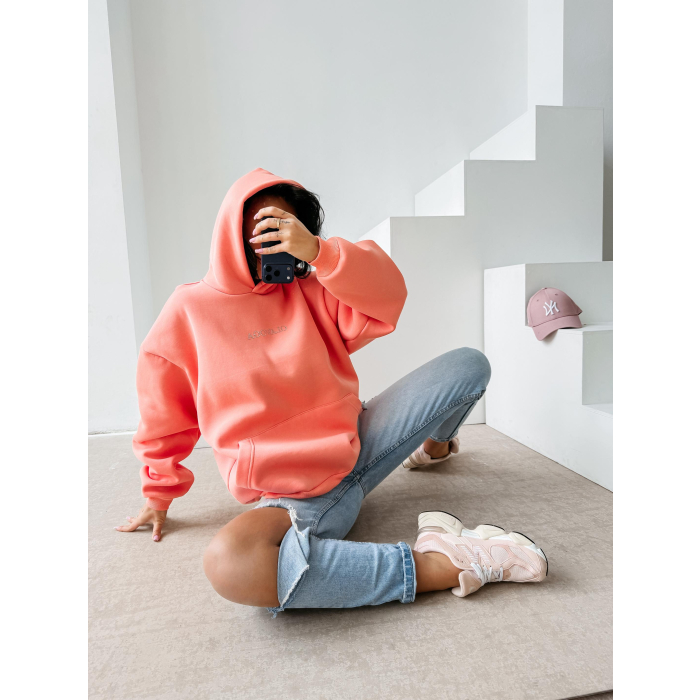 BLUZA DAMSKA BAWEŁNIANA OVERSIZE OLAVOGA MILEA PEACH
