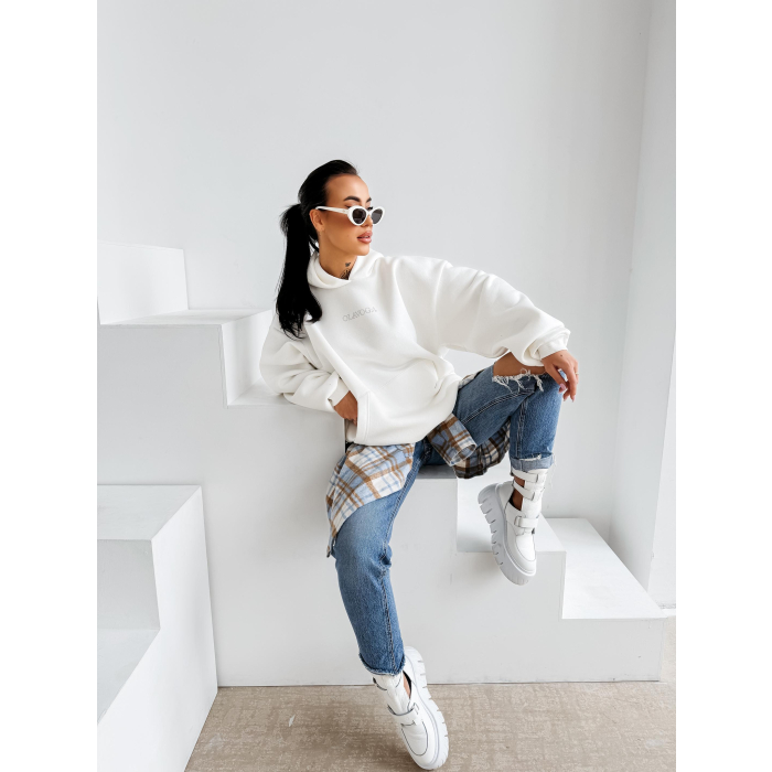 BLUZA DAMSKA BAWEŁNIANA OVERSIZE OLAVOGA MILEA ECRU
