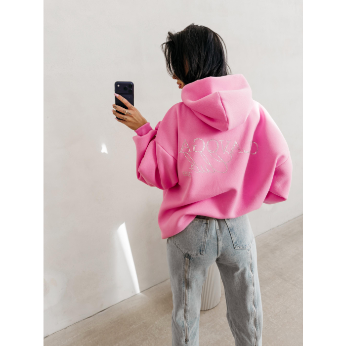 BLUZA DAMSKA BAWEŁNIANA OVERSIZE OLAVOGA MILEA PINK