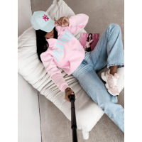 BLUZA DAMSKA NA ZAMEK Z KAPTUREM OLAVOGA IRIS PINK
