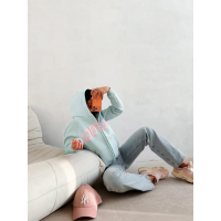 BLUZA DAMSKA NA ZAMEK Z KAPTUREM OLAVOGA IRIS MINT