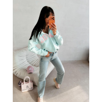 BLUZA DAMSKA NA ZAMEK Z KAPTUREM OLAVOGA IRIS MINT