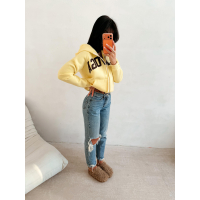 BLUZA DAMSKA NA ZAMEK Z KAPTUREM OLAVOGA IRIS YELLOW