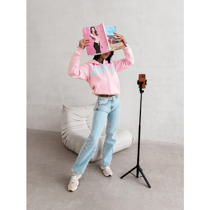 BLUZA DAMSKA NA ZAMEK Z KAPTUREM OLAVOGA IRIS PINK
