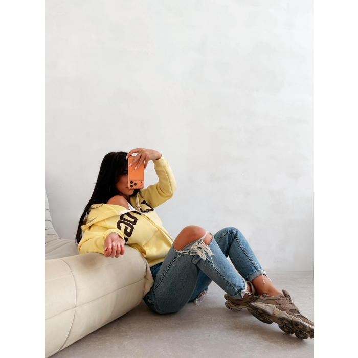 BLUZA DAMSKA NA ZAMEK Z KAPTUREM OLAVOGA IRIS YELLOW