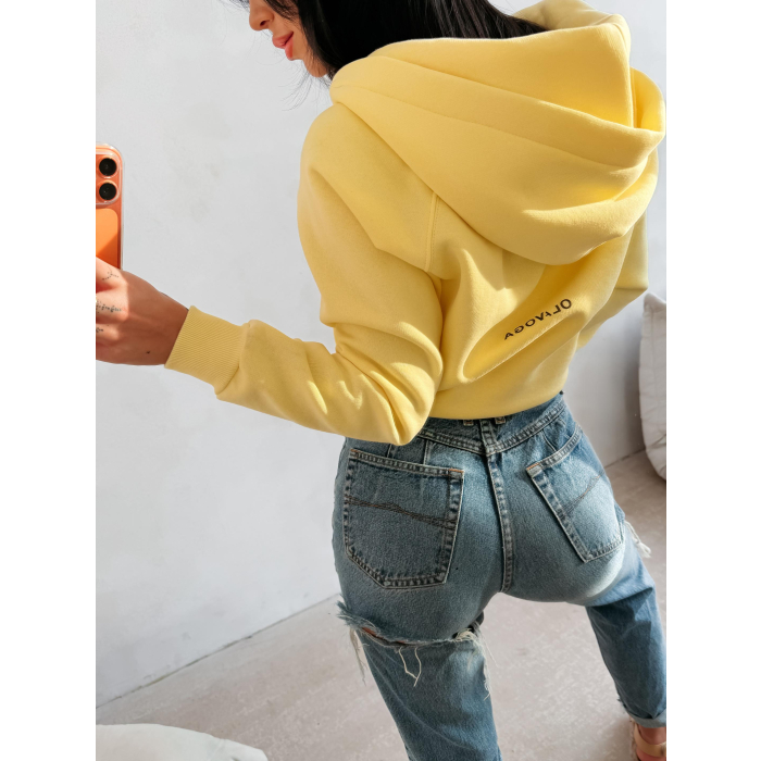 BLUZA DAMSKA NA ZAMEK Z KAPTUREM OLAVOGA IRIS YELLOW