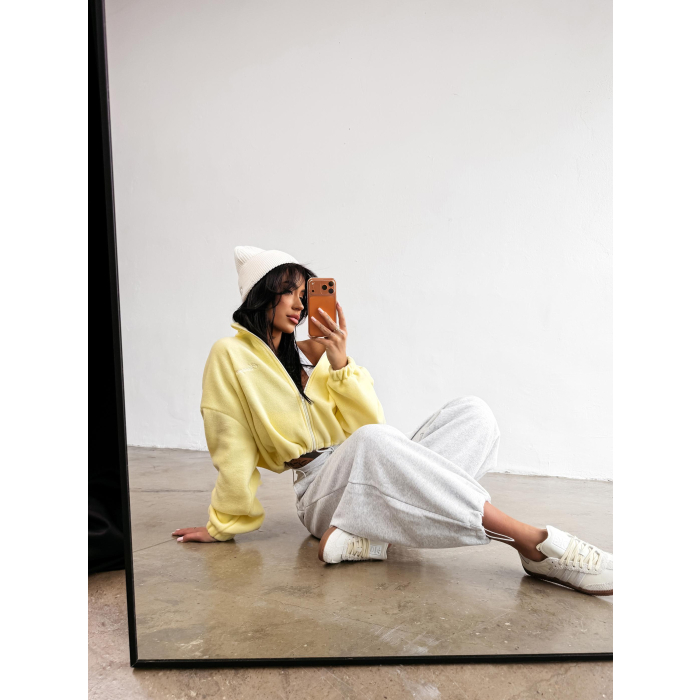 BLUZA DAMSKA POLAR NA ZAMEK OLAVOGA SOFTI YELLOW