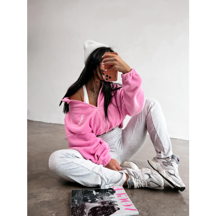 BLUZA DAMSKA POLAR NA ZAMEK OLAVOGA SOFTI PINK