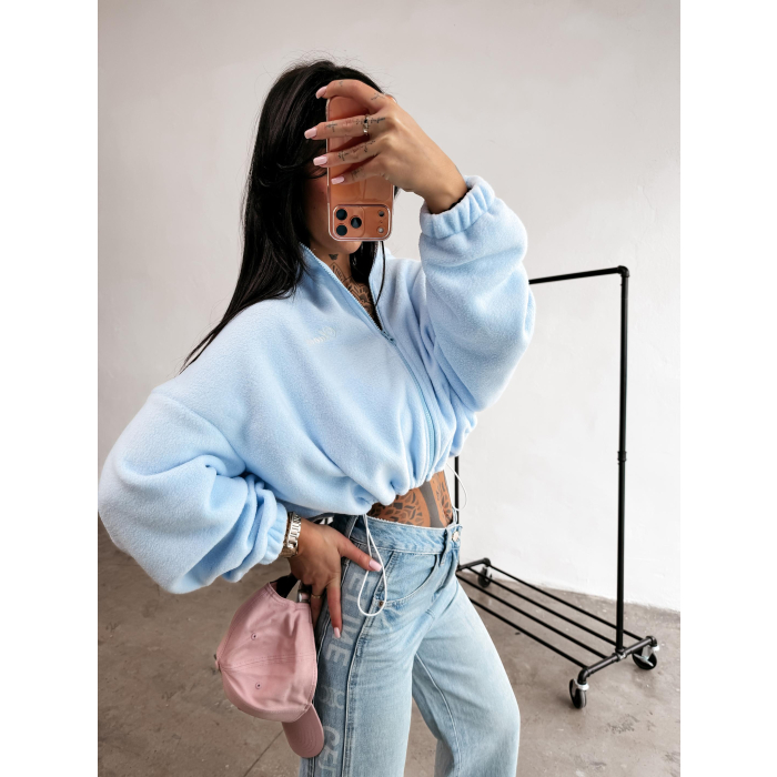 BLUZA DAMSKA POLAR NA ZAMEK OLAVOGA SOFTI BLUE