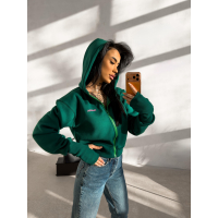 BLUZA DAMSKA Z KAPTUREM NA ZAMEK OLAVOGA LUMINK DEEP GREEN