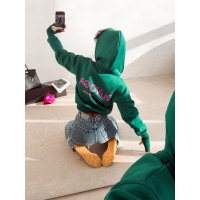 BLUZA DAMSKA Z KAPTUREM NA ZAMEK OLAVOGA LUMINK DEEP GREEN