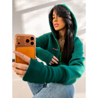 BLUZA DAMSKA Z KAPTUREM NA ZAMEK OLAVOGA LUMINK DEEP GREEN