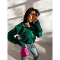 BLUZA DAMSKA Z KAPTUREM NA ZAMEK OLAVOGA LUMINK DEEP GREEN