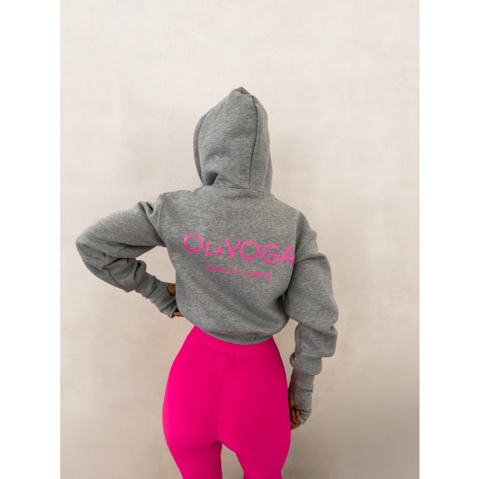 BLUZA DAMSKA Z KAPTUREM NA ZAMEK OLAVOGA LUMINK GRAY MELANŻ