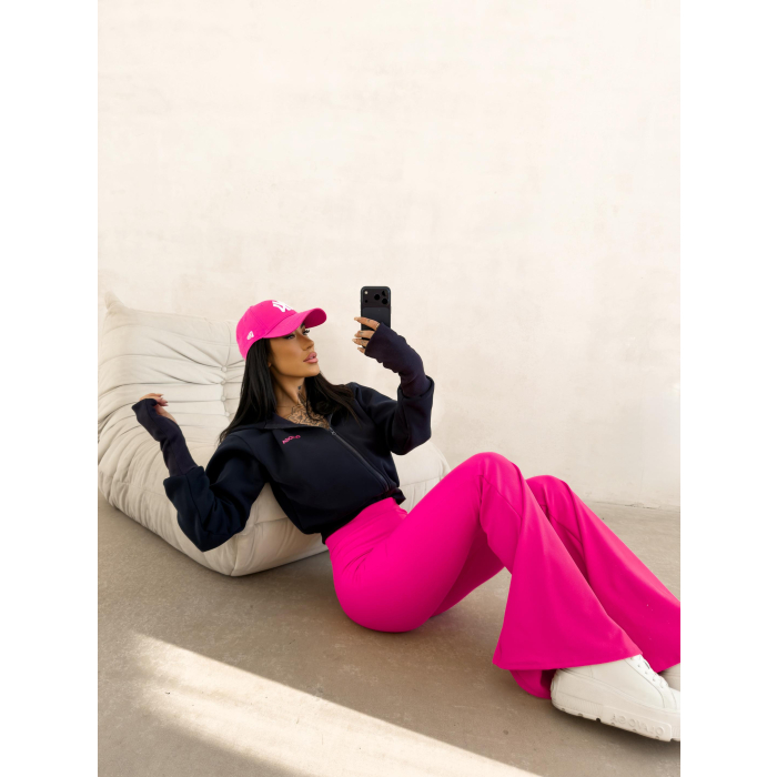 BLUZA DAMSKA Z KAPTUREM NA ZAMEK OLAVOGA LUMINK NAVY BLUE