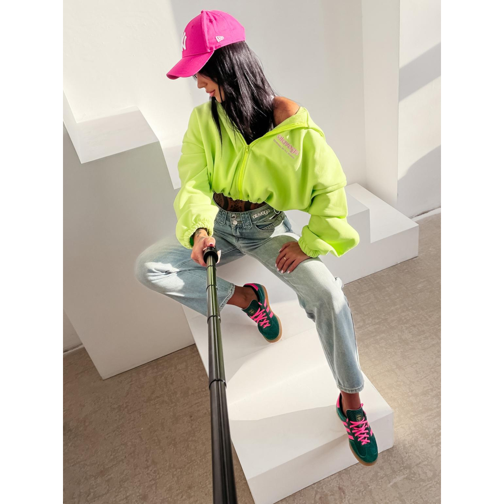 BLUZA DAMSKA Z KAPTUREM NA ZAMEK OLAVOGA TULIP GREEN