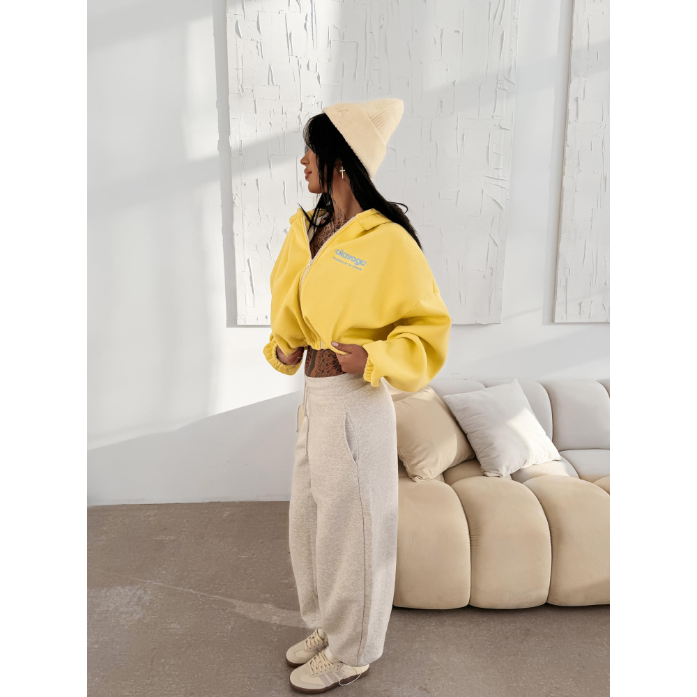 BLUZA DAMSKA Z KAPTUREM NA ZAMEK OLAVOGA TULIP YELLOW