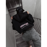BLUZA DAMSKA Z KAPTUREM NA ZAMEK OLAVOGA TULIP BLACK