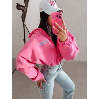 BLUZA DAMSKA Z KAPTUREM NA ZAMEK OLAVOGA TULIP PINK