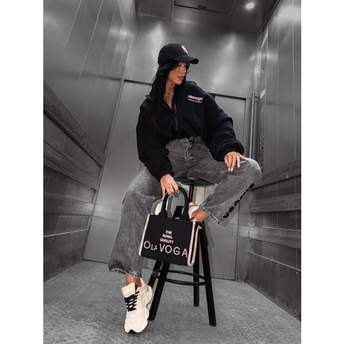 BLUZA DAMSKA Z KAPTUREM NA ZAMEK OLAVOGA TULIP BLACK