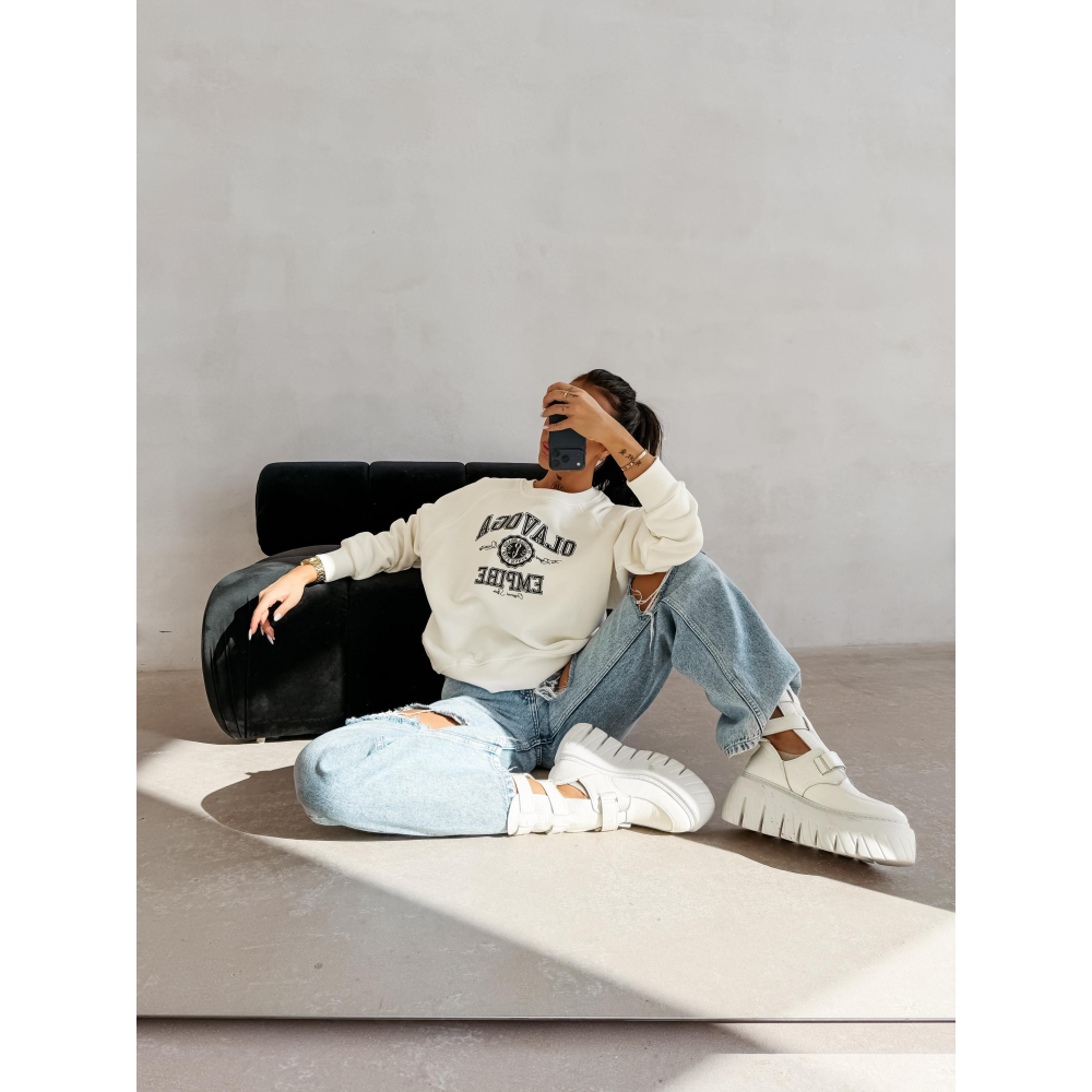 BLUZA DRESOWA BAWEŁNIANA DAMSKA OLAVOGA AMARIS ECRU BLUZA DRESOWA BAWEŁNIANA DAMSKA OLAVOGA AMARIS ECRU
