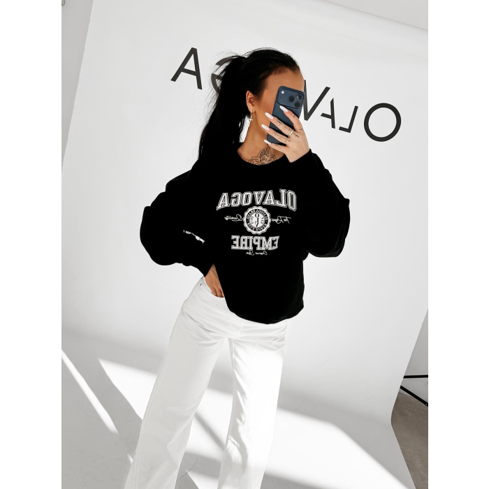BLUZA DRESOWA BAWEŁNIANA DAMSKA OLAVOGA AMARIS BLACK