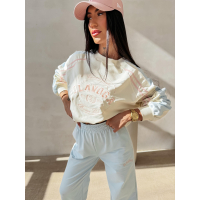 BLUZA DRESOWA BAWEŁNIANA DAMSKA OLAVOGA DELORA ECRU-SKY BLUE