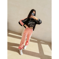 BLUZA DRESOWA BAWEŁNIANA DAMSKA OLAVOGA DELORA BLACK-CORAL PINK
