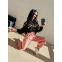 BLUZA DRESOWA BAWEŁNIANA DAMSKA OLAVOGA DELORA BLACK-CORAL PINK