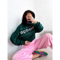 BLUZA DRESOWA BAWEŁNIANA DAMSKA OLAVOGA MELLOW DEEP GREEN