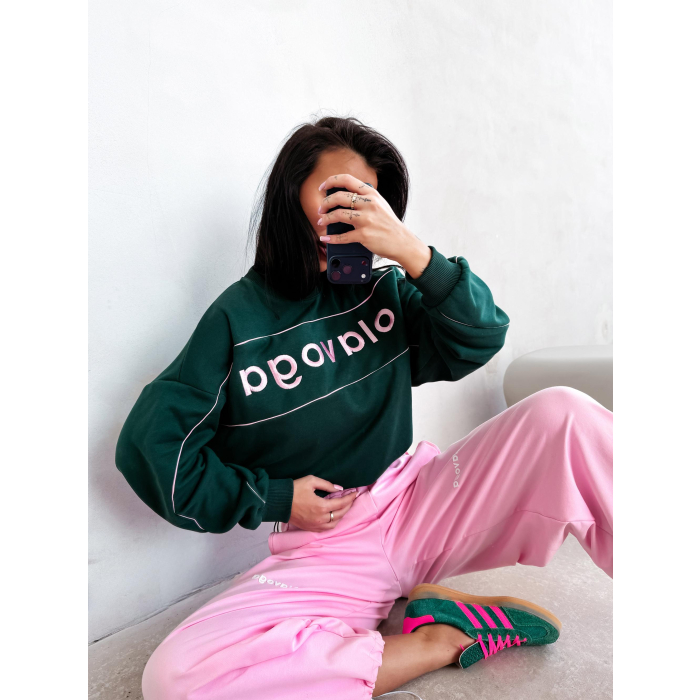BLUZA DRESOWA BAWEŁNIANA DAMSKA OLAVOGA MELLOW DEEP GREEN