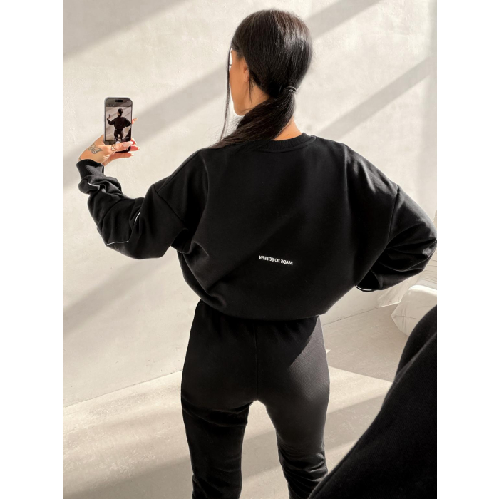 BLUZA DRESOWA BAWEŁNIANA DAMSKA OLAVOGA MELLOW BLACK