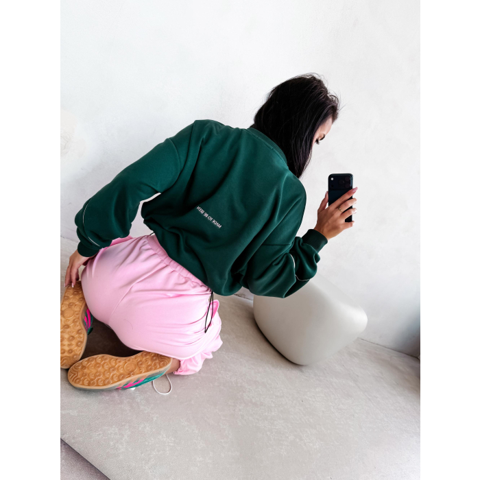 BLUZA DRESOWA BAWEŁNIANA DAMSKA OLAVOGA MELLOW DEEP GREEN