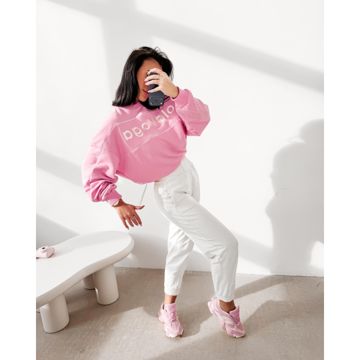 BLUZA DRESOWA BAWEŁNIANA DAMSKA OLAVOGA MELLOW PINK