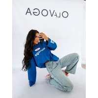 BLUZA DRESOWA BAWEŁNIANA DAMSKA OLAVOGA URBAN ROYAL BLUE