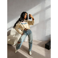 BLUZA DRESOWA BAWEŁNIANA DAMSKA OLAVOGA URBAN ROYAL COCONUT