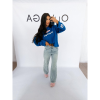 BLUZA DRESOWA BAWEŁNIANA DAMSKA OLAVOGA URBAN ROYAL BLUE