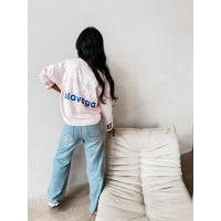 BLUZA DRESOWA BAWEŁNIANA DAMSKA OLAVOGA URBAN ROYAL PUDER
