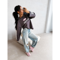 BLUZA DRESOWA BAWEŁNIANA DAMSKA OLAVOGA URBAN ROYAL GRAFIT