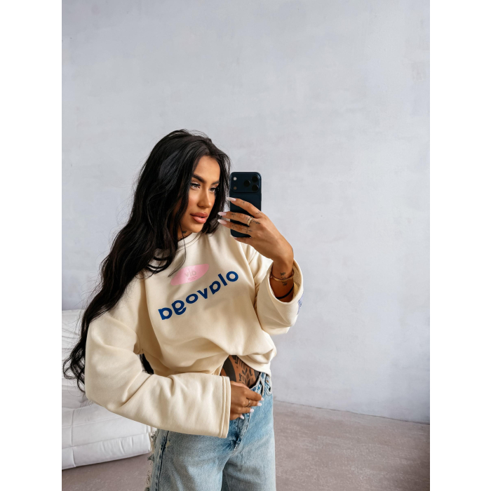 BLUZA DRESOWA BAWEŁNIANA DAMSKA OLAVOGA URBAN ROYAL COCONUT