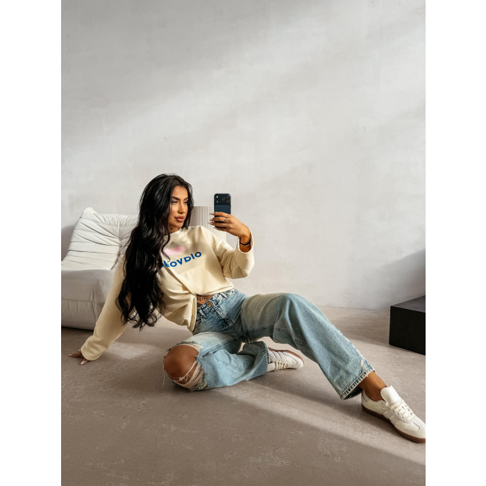 BLUZA DRESOWA BAWEŁNIANA DAMSKA OLAVOGA URBAN ROYAL COCONUT