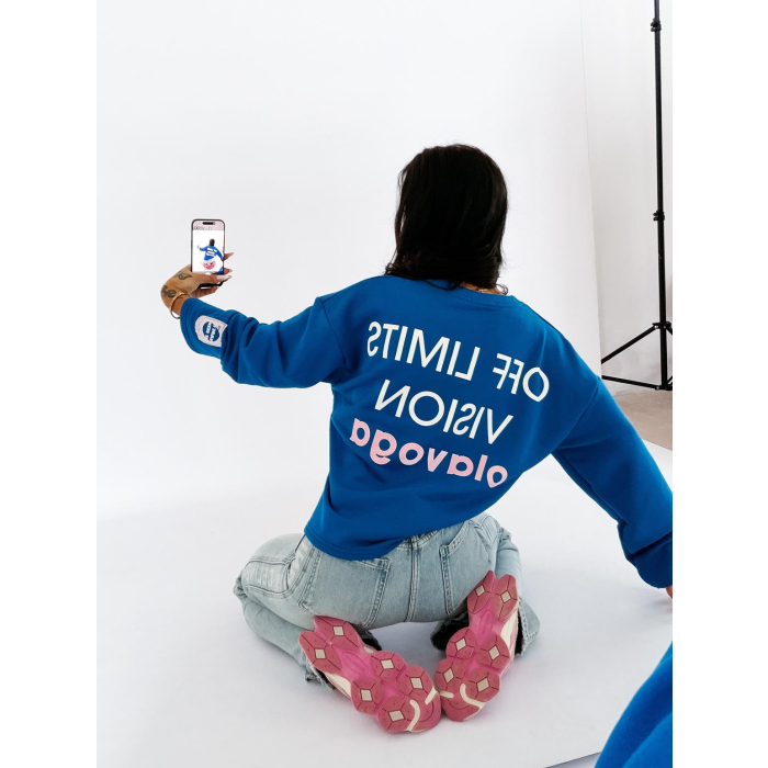BLUZA DRESOWA BAWEŁNIANA DAMSKA OLAVOGA URBAN ROYAL BLUE