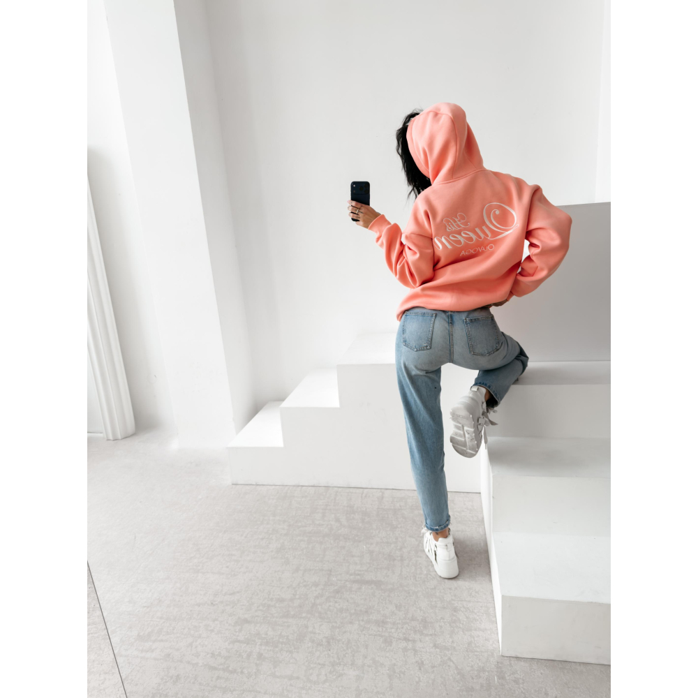 BLUZA DRESOWA BAWEŁNIANA DAMSKA OVERSIZE OLAVOGA ADORE MATCHY MATCHY PEACH