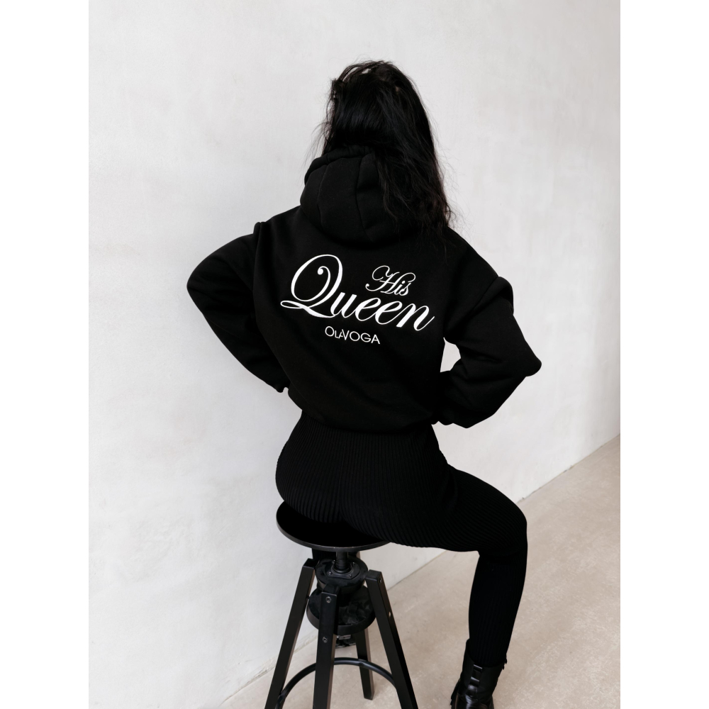BLUZA DRESOWA BAWEŁNIANA DAMSKA OVERSIZE OLAVOGA ADORE MATCHY MATCHY BLACK